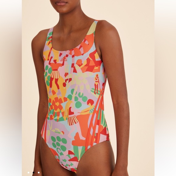 NWT Adidas x Farm Rio Swimsuit Pearl Citrine - Picture 2 of 4